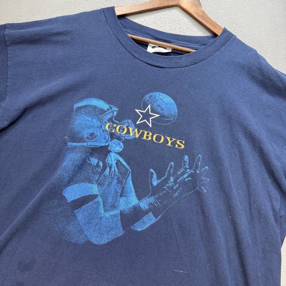 VTG Dallas Cowboys Graphic T-Shirt Mens 2X Blue Cotton Short Sleeve NFL Football